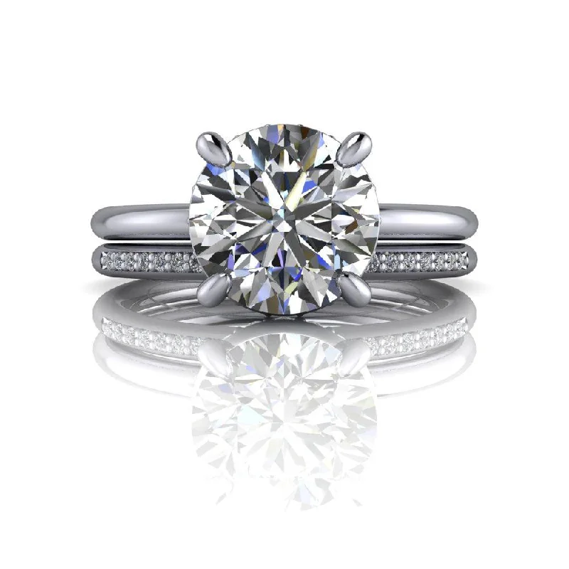 solitaire engagement rings for women -Leona No. 2 Moissanite Bridal Set