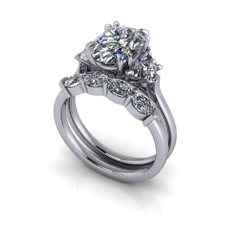 vintage cushion cut engagement rings for women -Mazie No. 2 Moissanite Bridal Set