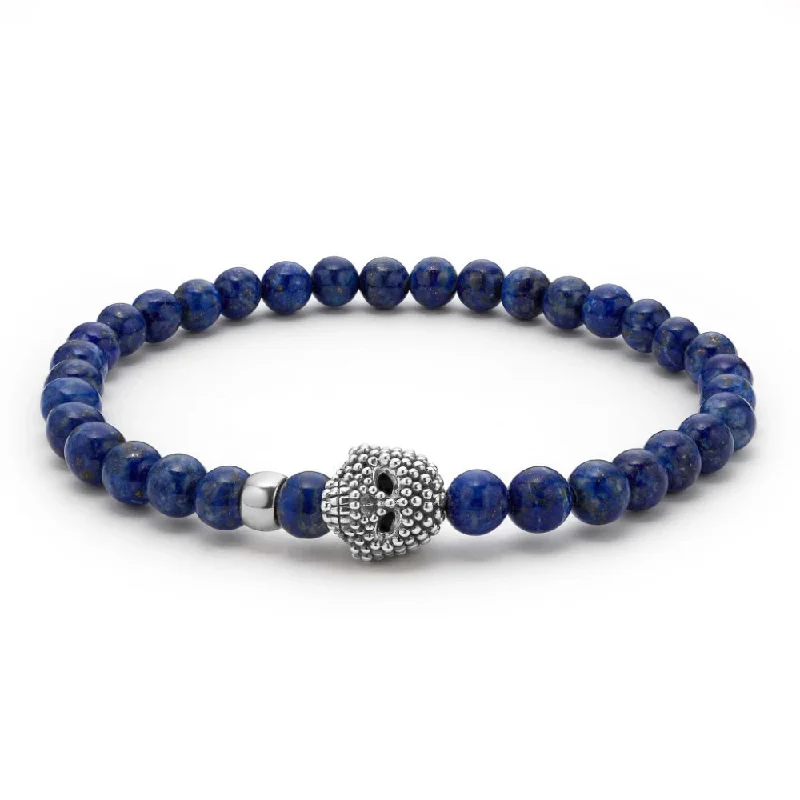 leather cuff bracelets for women -Lagos Anthem Lapis Skull Bracelet