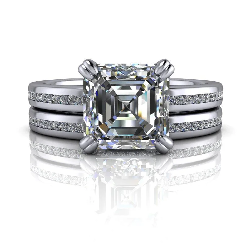 unique engagement rings for women -Katherine No. 2 Moissanite Bridal Set