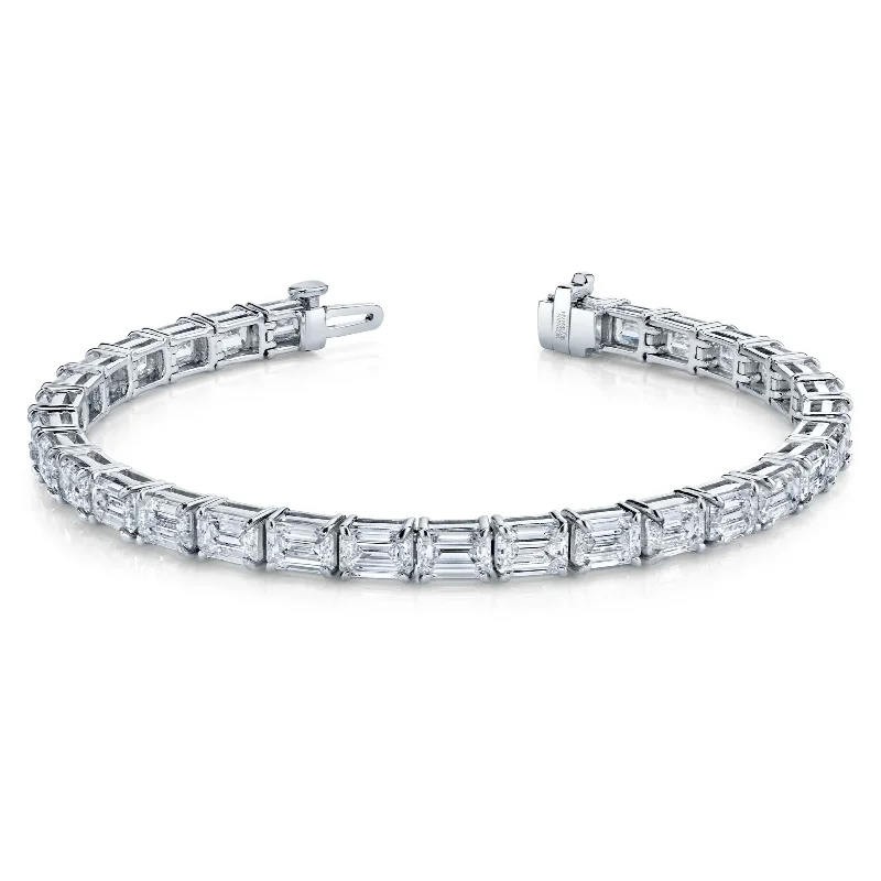 unique bracelets for women -15.81ctw Platinum Emerald Cut Tennis Bracelet