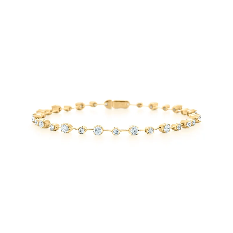 sparkling bracelets for women -Line Bracelet with Alternating Diamonds