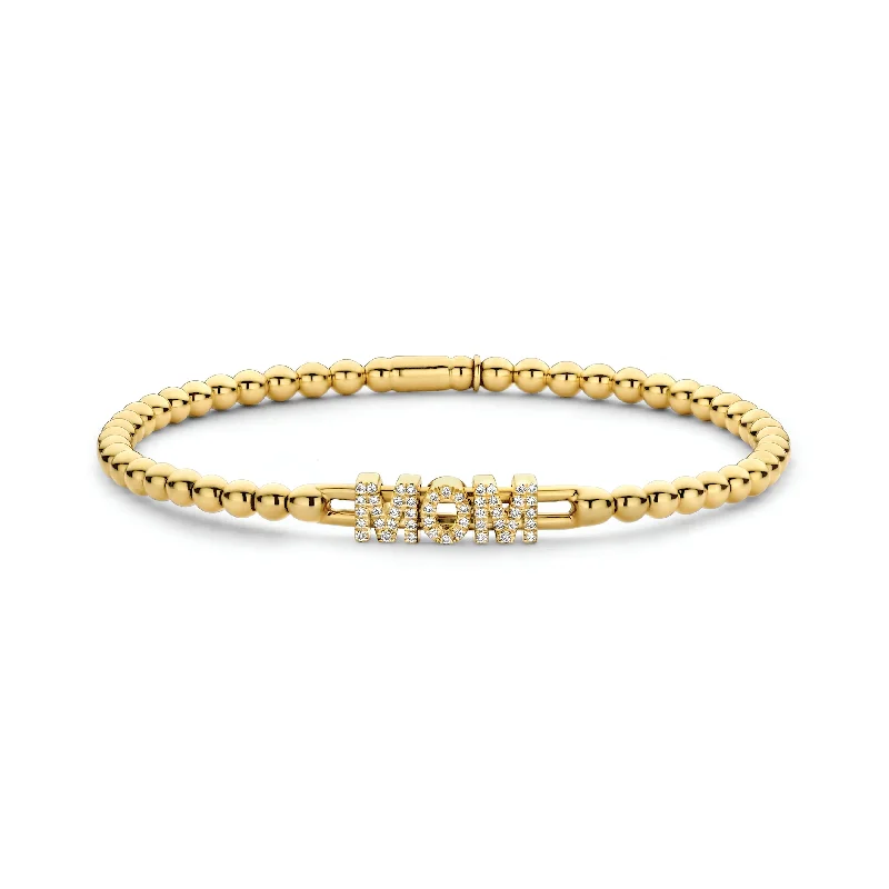 bohemian bracelets for women -0.15ctw, 18K Yellow Gold MOM Tresore Stretch Bracelet