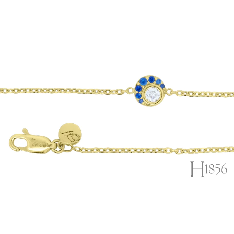 heart bangles for women -Crescent Collection Diamond and Sapphire Bracelet