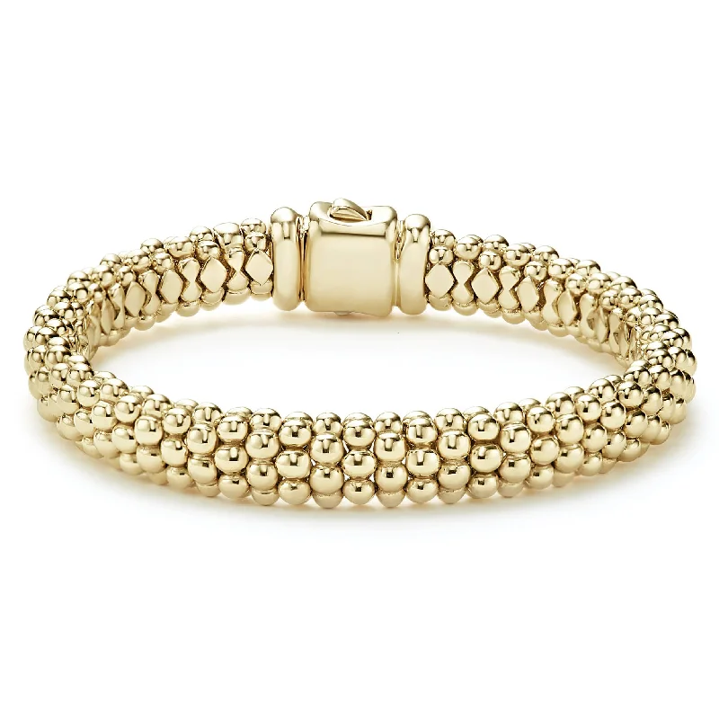 leather bangles for women -18K Gold Caviar Bracelet | 9mm