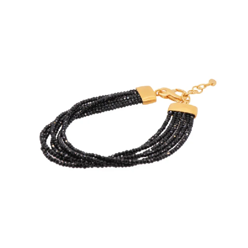 friendship bracelets for women -Joyla 6 Strand Black Spinel Bracelet