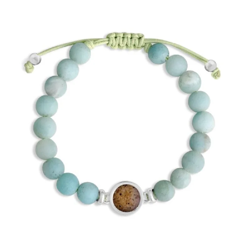 dainty bracelets for women -Dune Beaded Bracelet Adjustable - Round - Amazonite