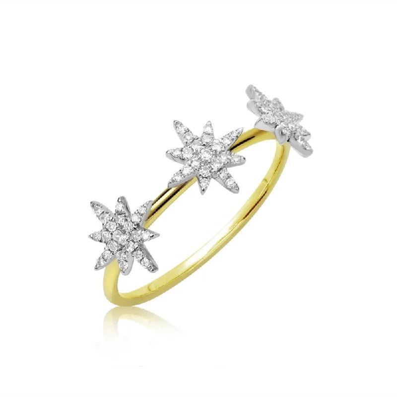 unique engagement rings for women -Meira T Triple Pave Diamond Starburst Ring