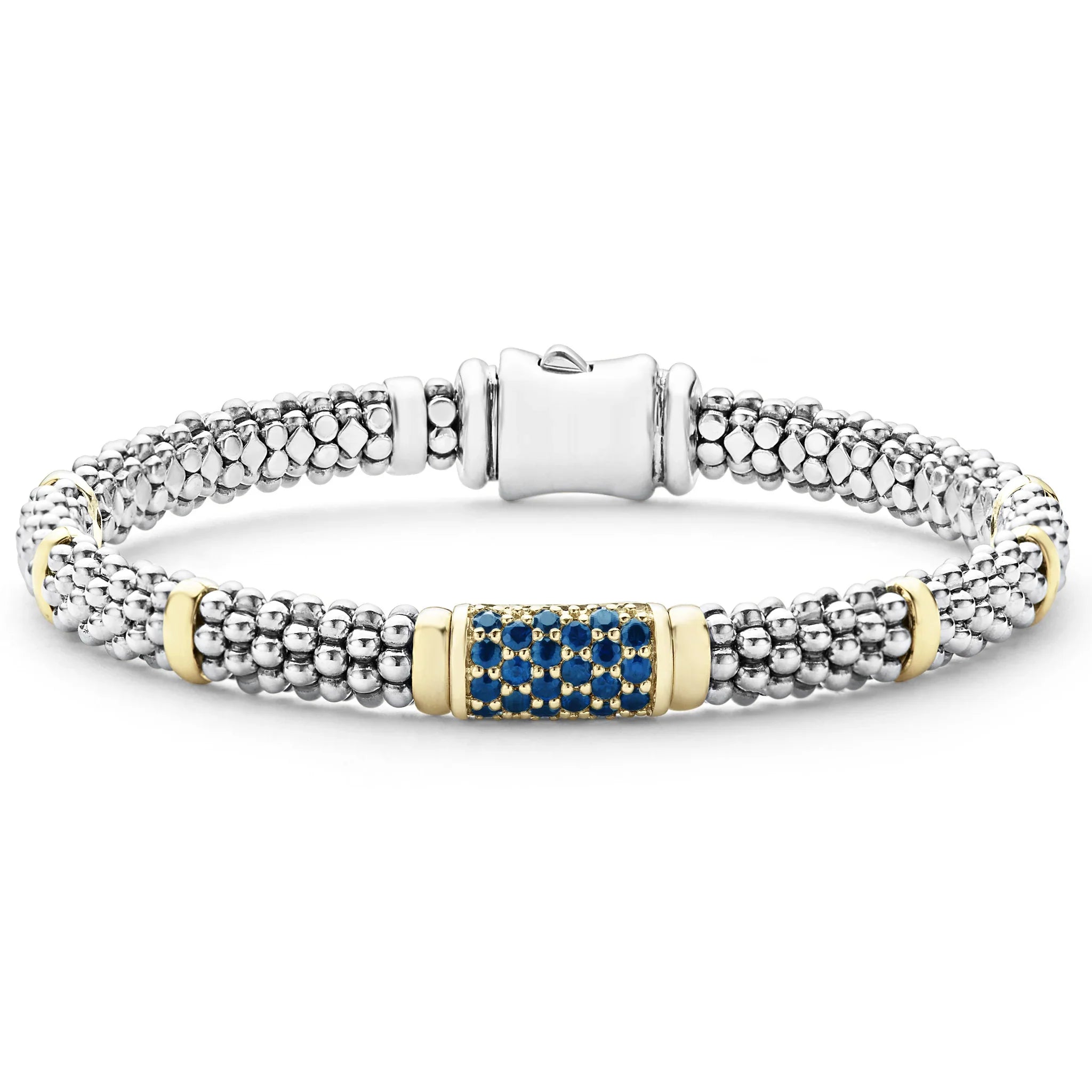 stackable bracelets for women -Blue Sapphire Caviar Bracelet | 6mm