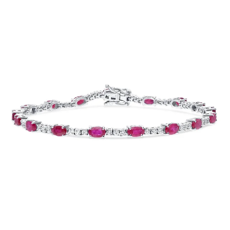 pearl bracelets for women -14k Gold Ruby and Diamond Bracelet