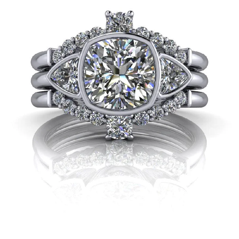 solitaire diamond engagement rings for women -Addison No. 4 Moissanite Bridal Set