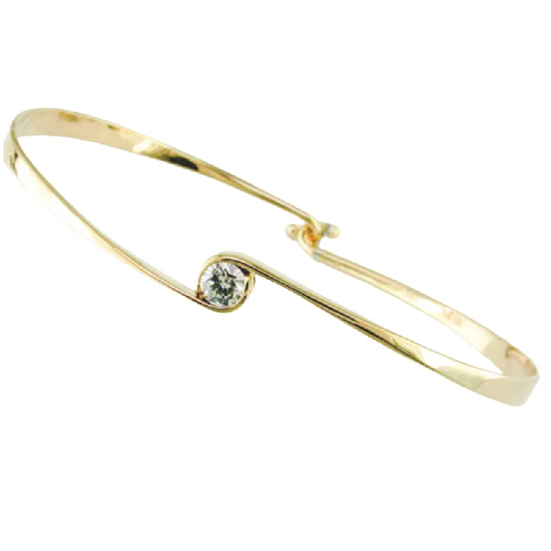 matching bracelets for women -14k Gold Diamond Circle Bangle Bracelet