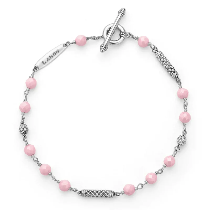 precious stone bracelets for women -Lagos Caviar Icon Pink Ceramic Beaded Bracelet