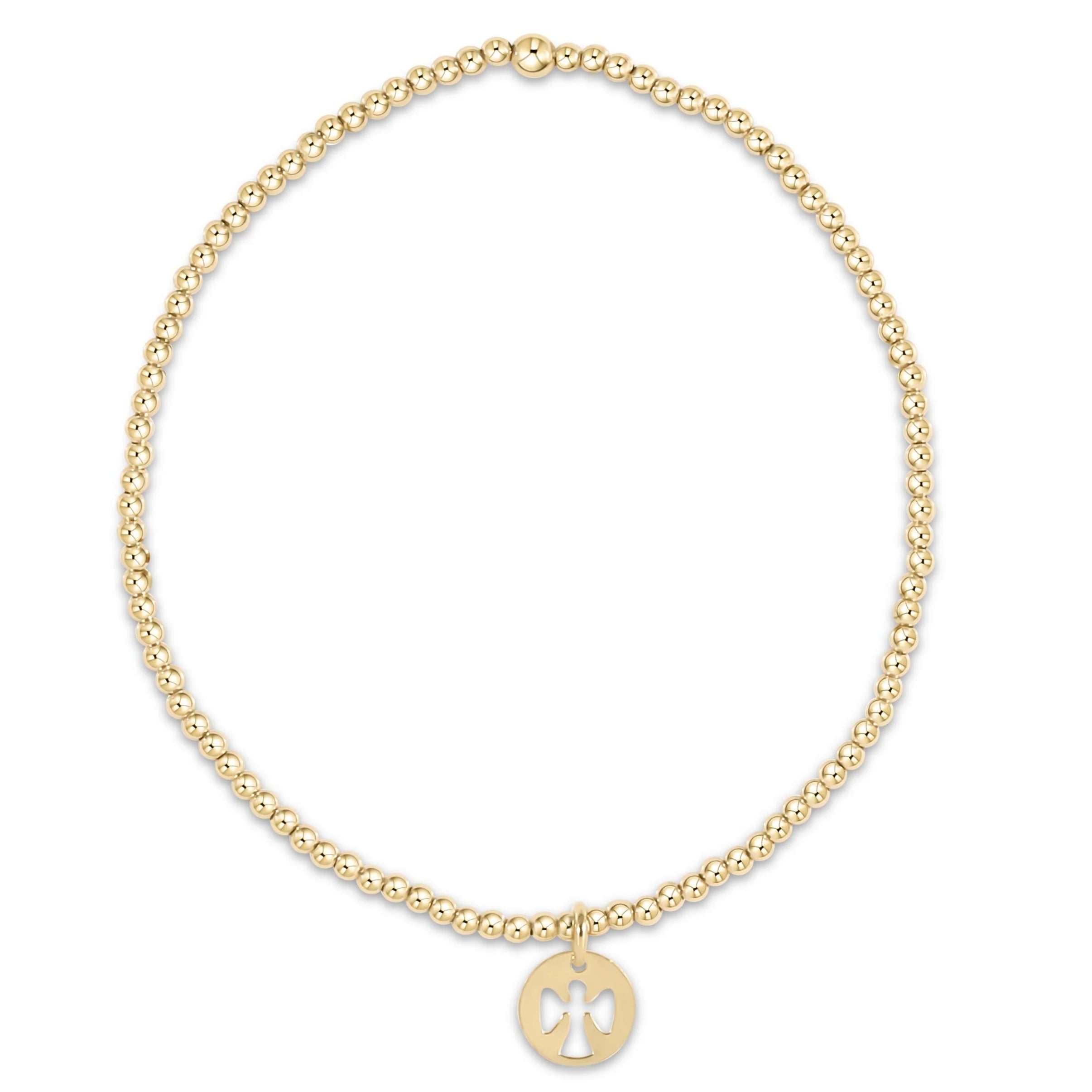 modern bracelets for women -enewton 6.25" Classic Gold 2mm Bead Bracelet- Guardian Angel Disc