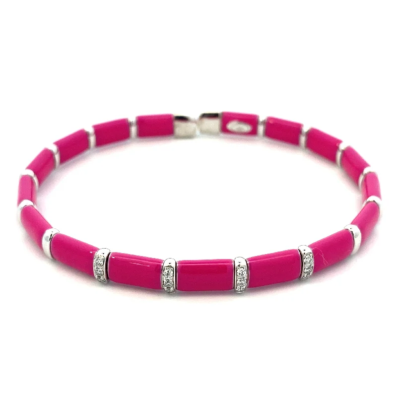 gold bracelets for women -Hot Pink Bangle Bracelet