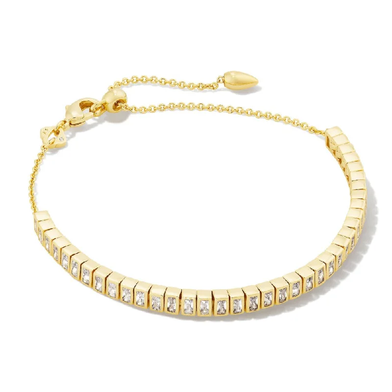 bangles for women -Kendra Scott Gracie Tennis Chain Bracelet-White CZ