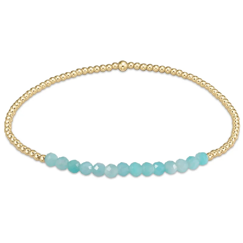 gold bangles for women -enewton 6.25" Gold Bliss Gemstone 2mm Bead Bracelet - Amazonite