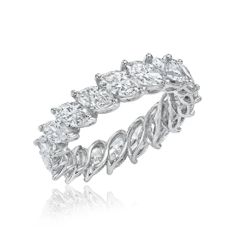 engagement rings with black diamonds for women -Marquise Shape Diamond Eternity Band (4.54 ct.) in 18K Gold