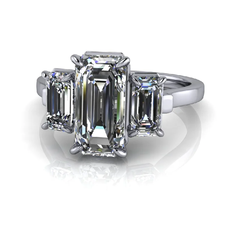 three stone engagement rings for women -Jessamine No. 2 Moissanite Ring