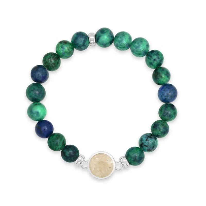 colorful bracelets for women -Dune Sterling Silver Round Beaded Bracelet- Azurite