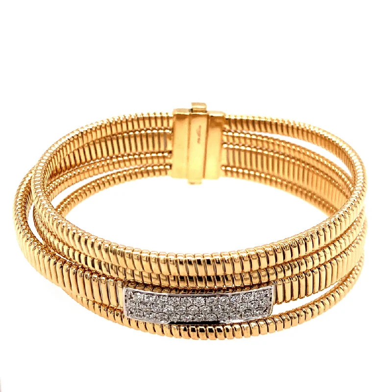 simple bangles for women -18k Gold Pave Diamond Four Strand Bangle Bracelet