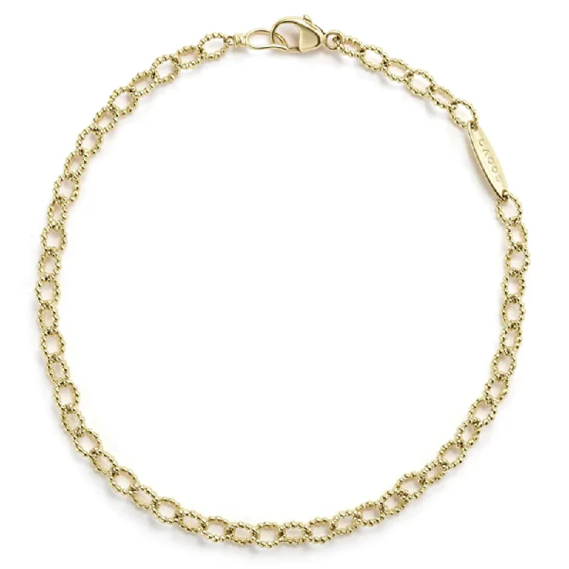 precious stone bracelets for women -Lagos Signature Caviar 18k Gold Petite Link Bracelet