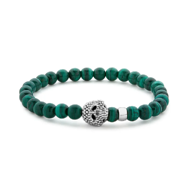 double bangle bracelets for women -Lagos Anthem Malachite Skull Bracelet