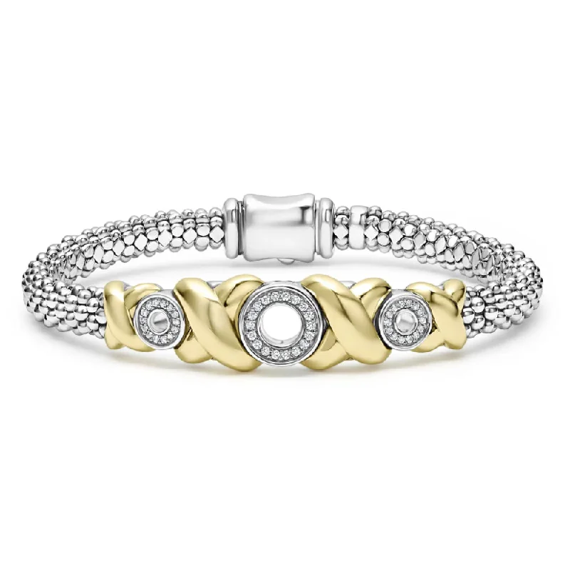 cuff bangles for women -Lagos Embrace 18k Gold XO Diamond Bracelet, 6mm