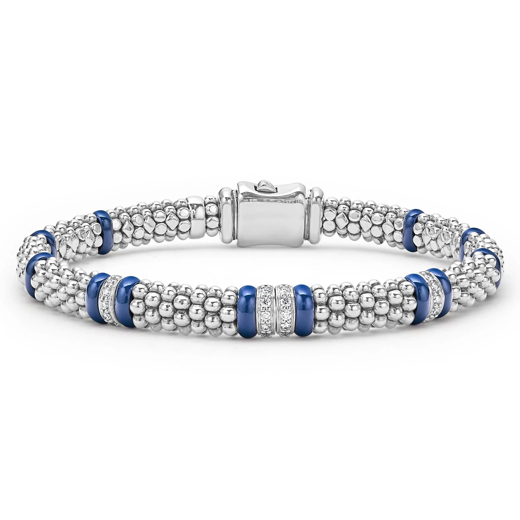 wrap bracelets for women -Four Station Diamond Caviar Bracelet | 6mm