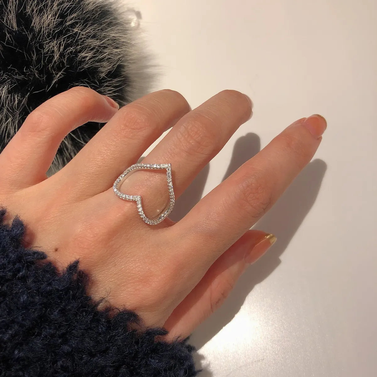 engagement rings with moonstone for women -Internet Celebrity Same Style Niche Designer Sweet Gift Internet Celebrity Versatile Personality Love Heart-shaped Ring Women's Full Diamond Loose Ring