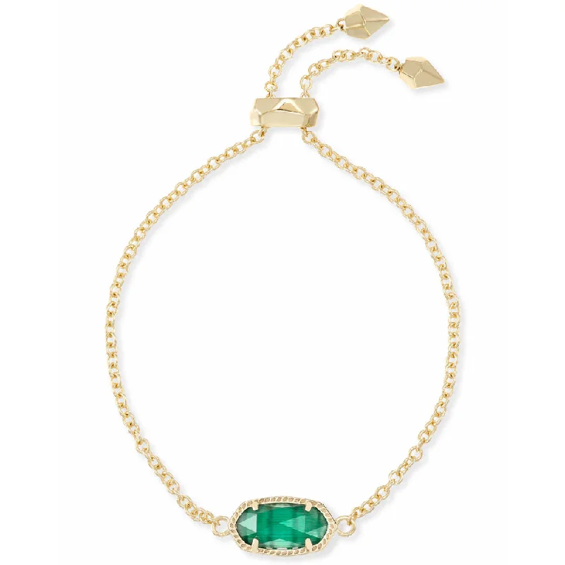 adjustable bracelets for women -Kendra Scott Elaina Delicate Chain Bracelet in Emerald Cats Eye