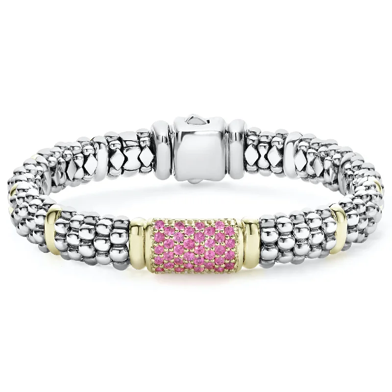 gemstone bracelets for women -Pink Sapphire Caviar Bracelet | 9mm