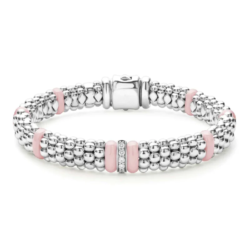 infinity bracelets for women -Lagos Pink Caviar Single Station Diamond Caviar Bracelet, 9mm