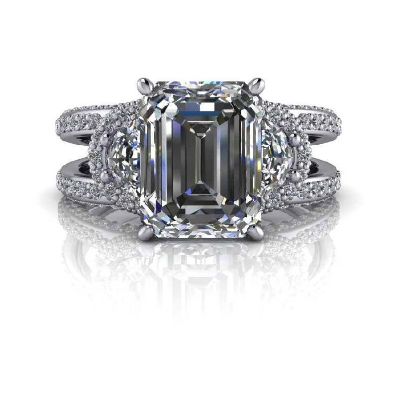 platinum solitaire engagement rings for women -Emmy No. 1 Moissanite Ring