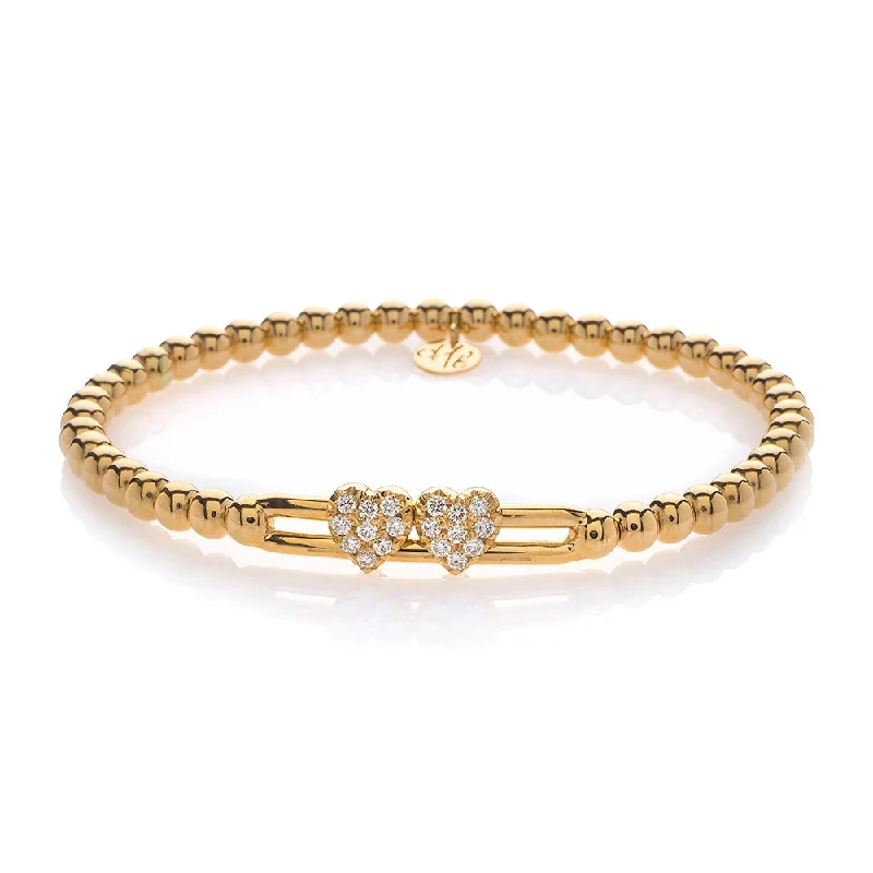 custom bracelets for women -0.31ctw, 18K Yellow Gold Heart Tresore Stretch Bracelet