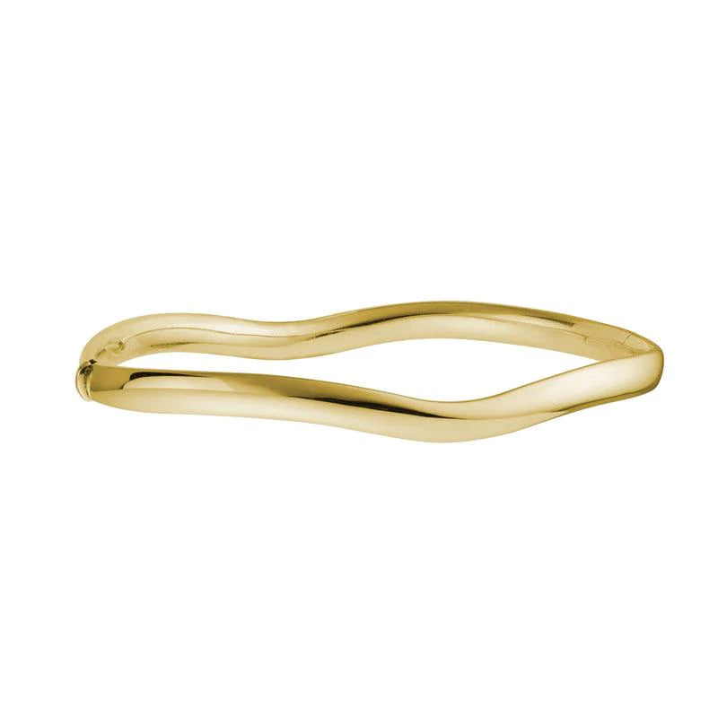 luxury bangles for women -14K Yellow Gold Wave Hinged Bangle Bracelet