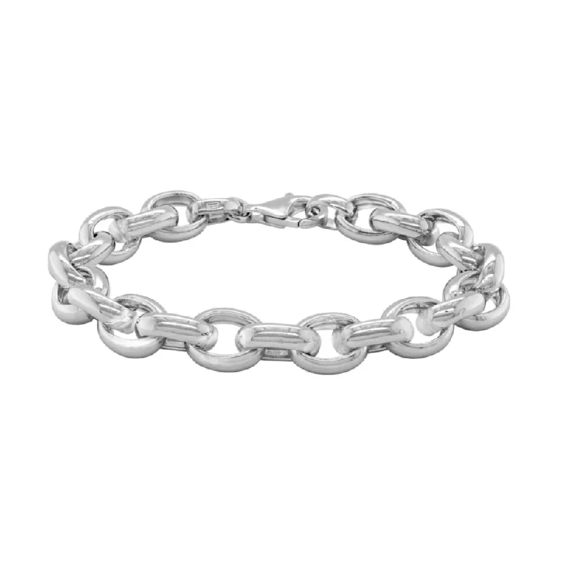 rainbow bracelets for women -Sterling Silver Oval Chain Link Bracelet