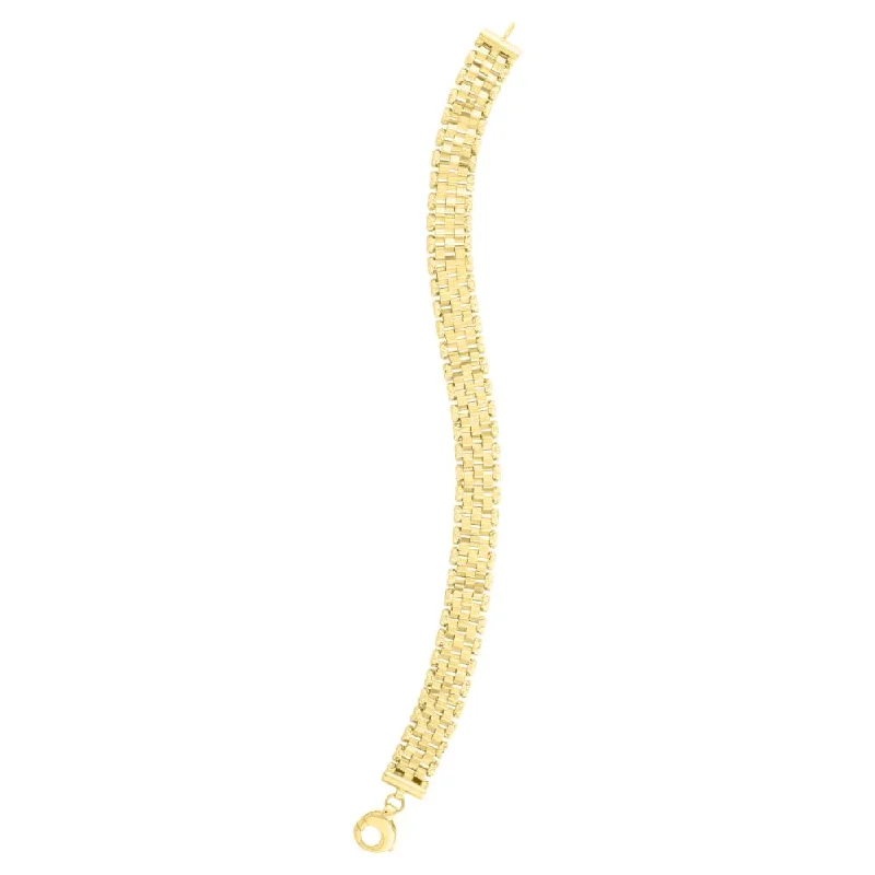 friendship bangles for women -14k Yellow Gold 7.25" Faceted Panther Link Chain Bracelet