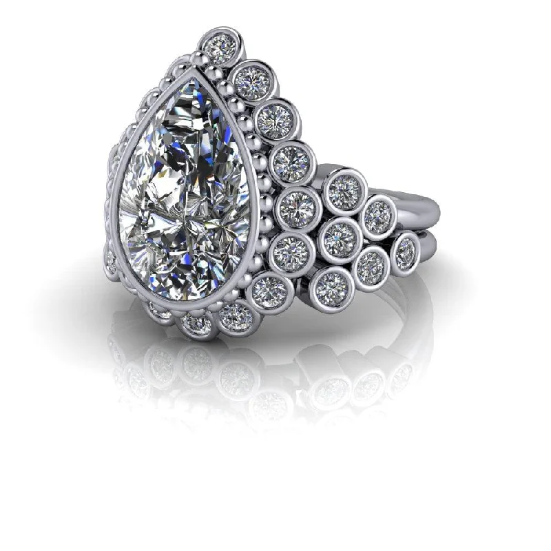 cushion cut halo engagement rings for women -Dahlia No. 4 Moissanite Bridal Set