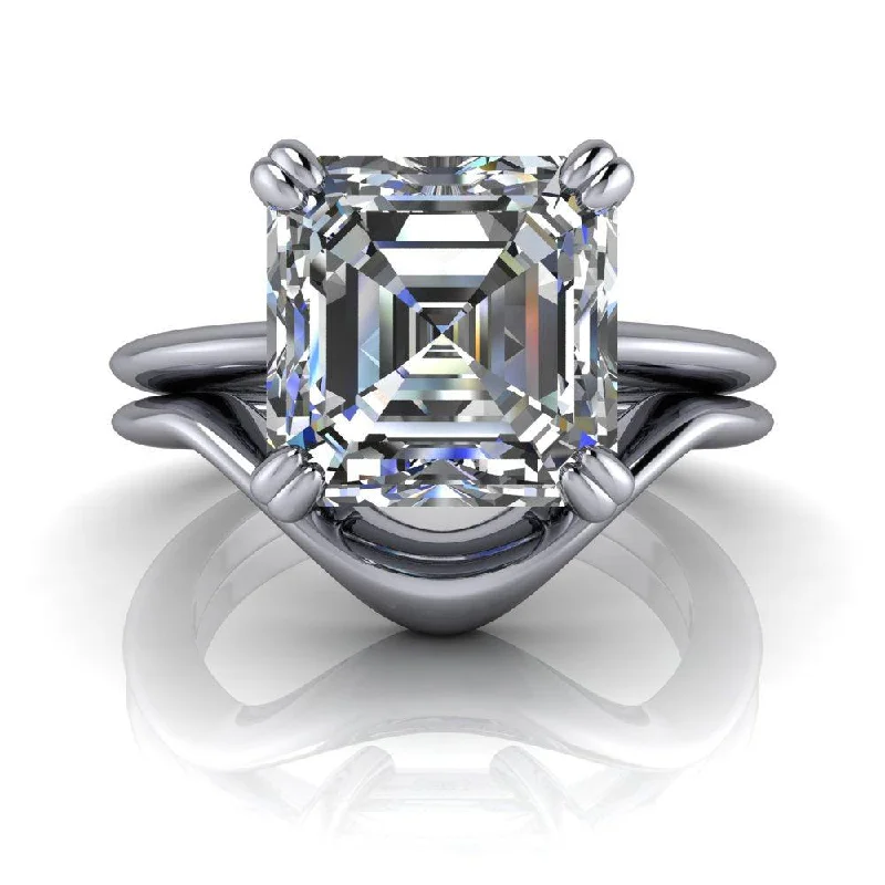 emerald cut engagement rings for women -Avery No. 3 Moissanite Bridal Set