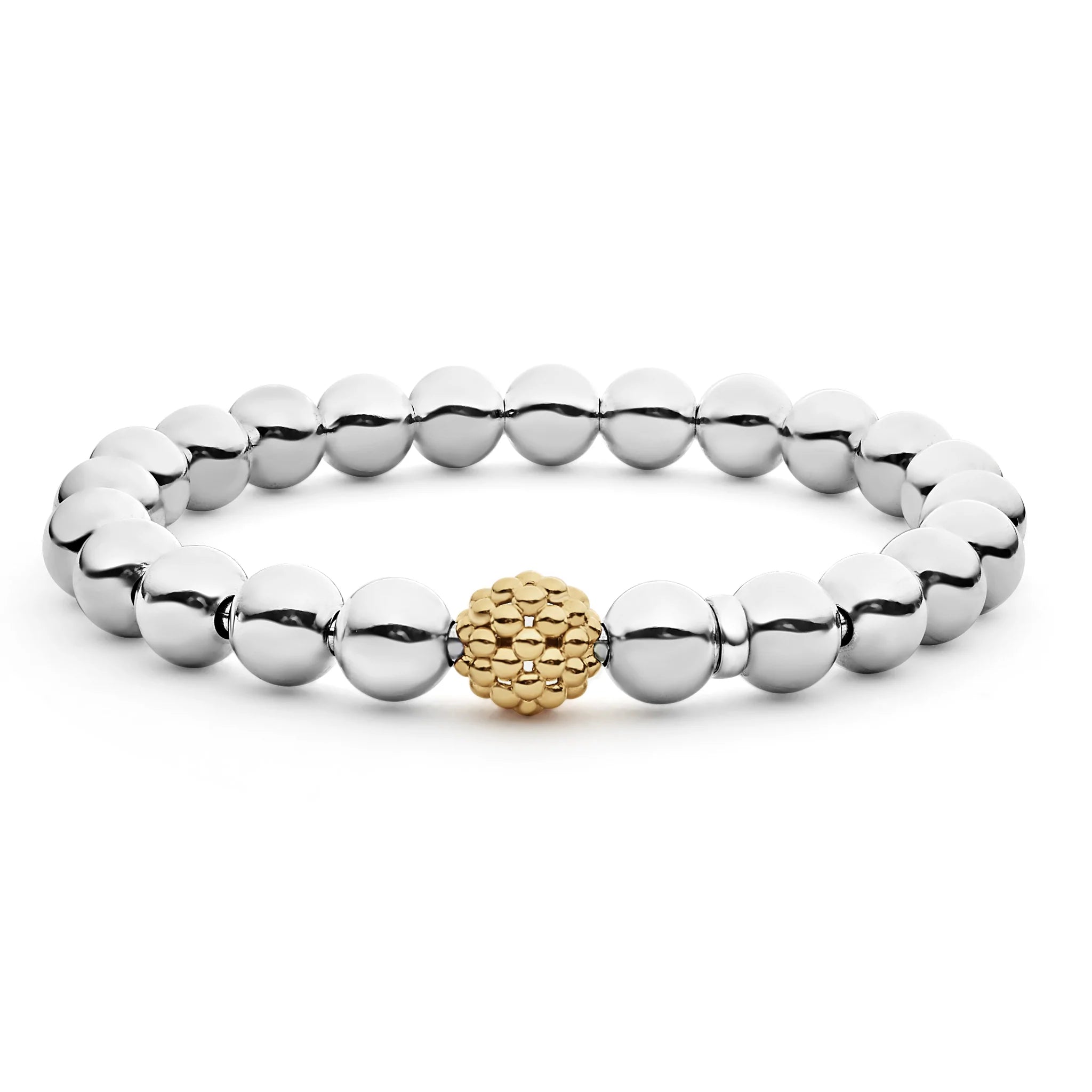 unique bangles for women -Lagos Signature Caviar Stretch Gold Bead Bracelet