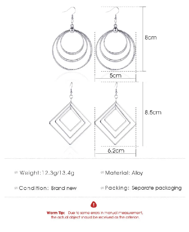 vintage inspired engagement rings for women -New Fashion Exaggerated Earrings Simple Multi-layer Diamond Earrings Minimalist Design Three-layer Geometric Earrings Gooddiy Wholesale