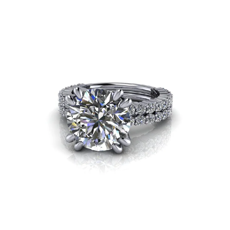 platinum diamond engagement rings for women -Jessie No. 2 Moissanite Bridal Set