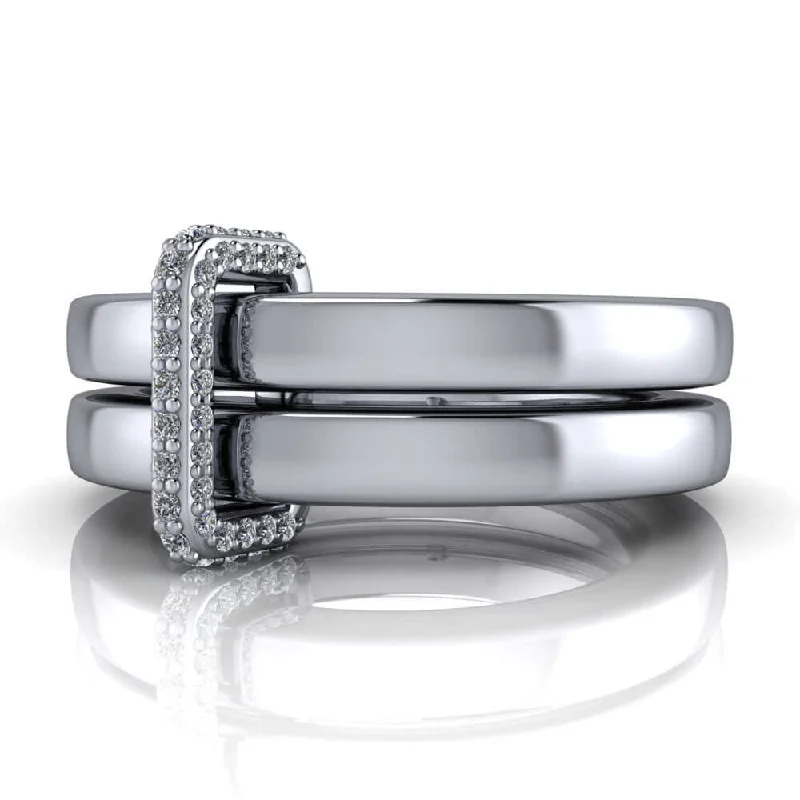 double band engagement rings for women -Diamond Connected Rings No. 7