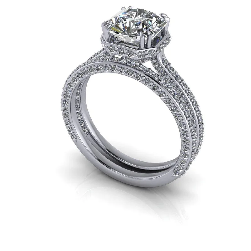 platinum engagement rings for women -Eden No. 2 Moissanite Bridal Set