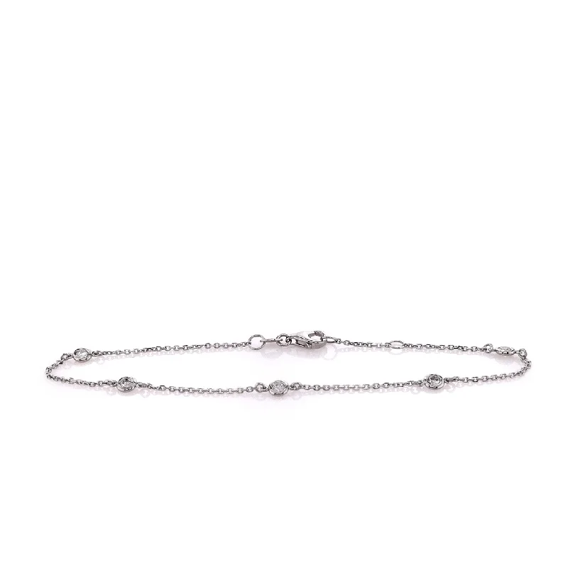 colorful bracelets for women -14k White Gold 7.5" 0.20-0.30ct Diamonds By The Yard Chain Bracelet