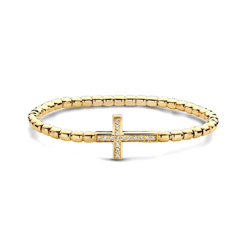 unique bracelets for women -0.21ctw, 18K Yellow Gold Cross Tresore Stretch Bracelet