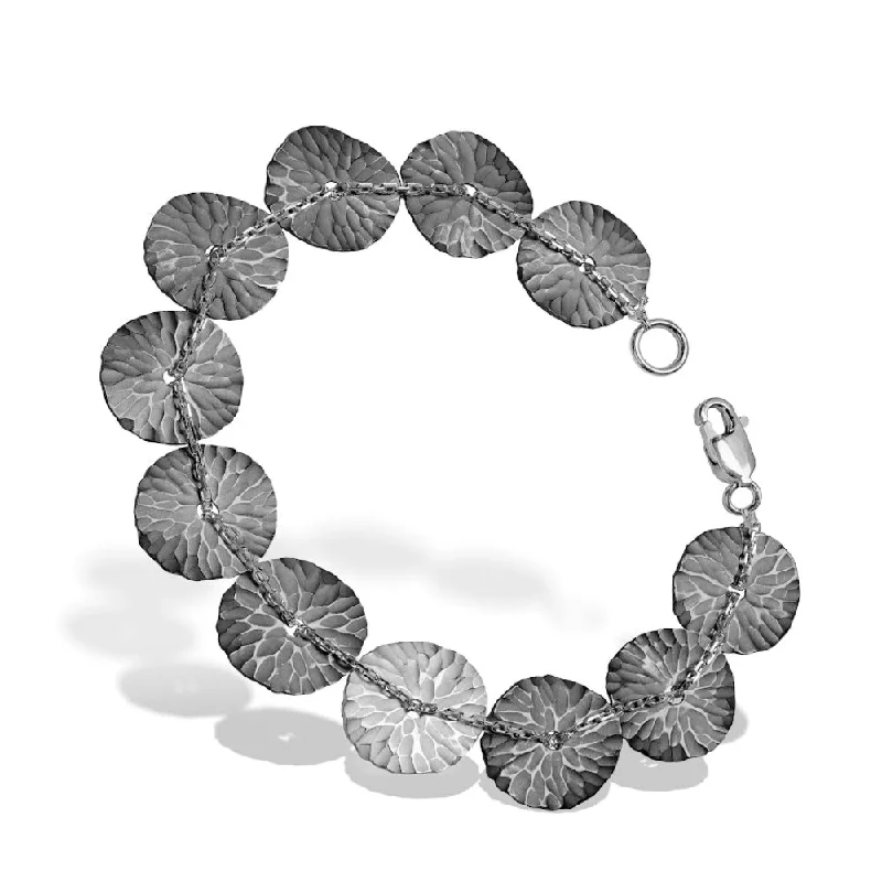 leather bracelets for women -Toby Pomeroy Eco Silver Hammered Bracelet