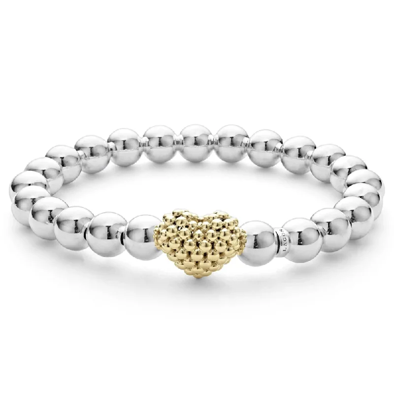 gemstone bracelets for women -Lagos Stretch Gold Heart Bead Bracelet