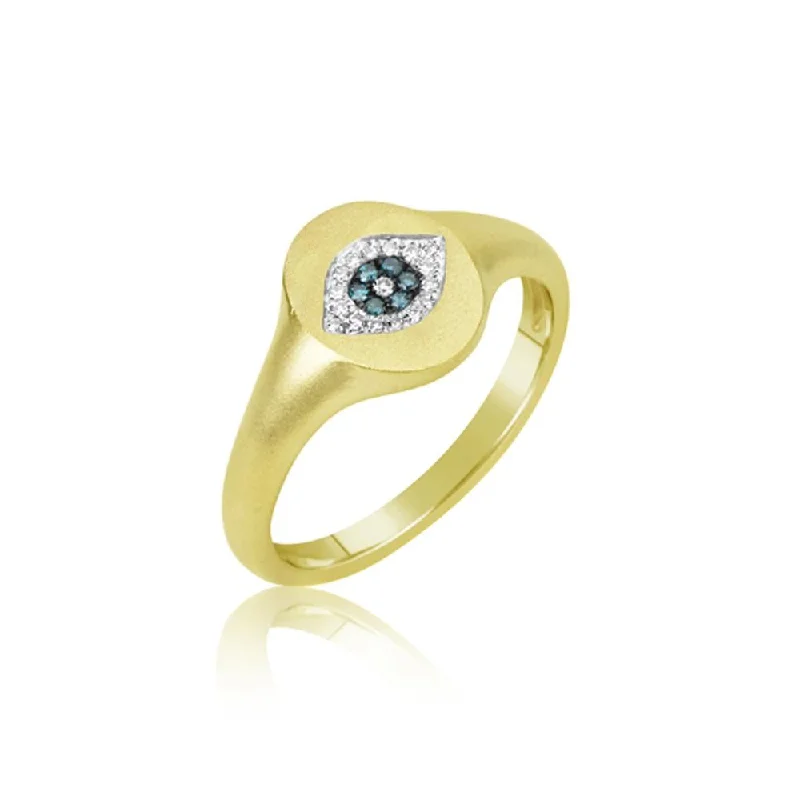 engagement rings with diamonds for women -Meira T Sapphire Pave Diamond Evil Eye Signet Ring